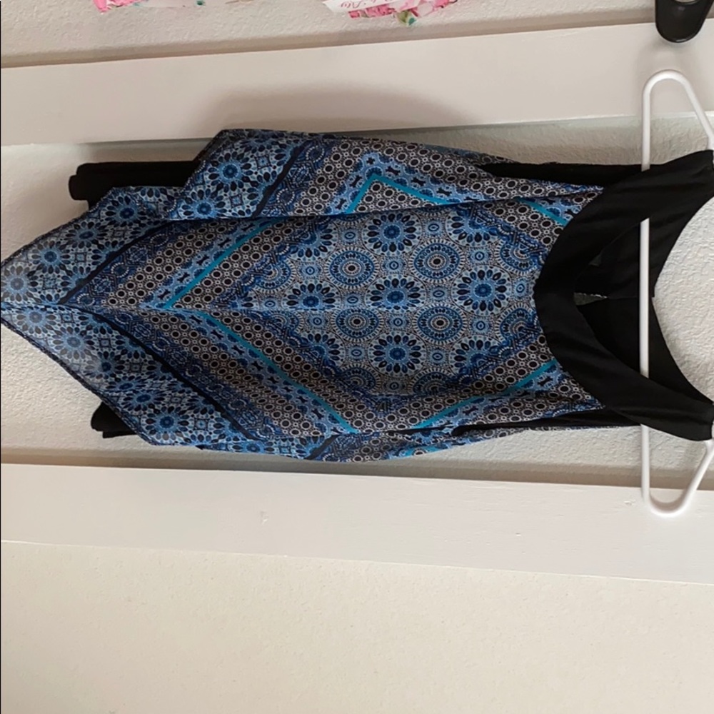 Blue and black dress top